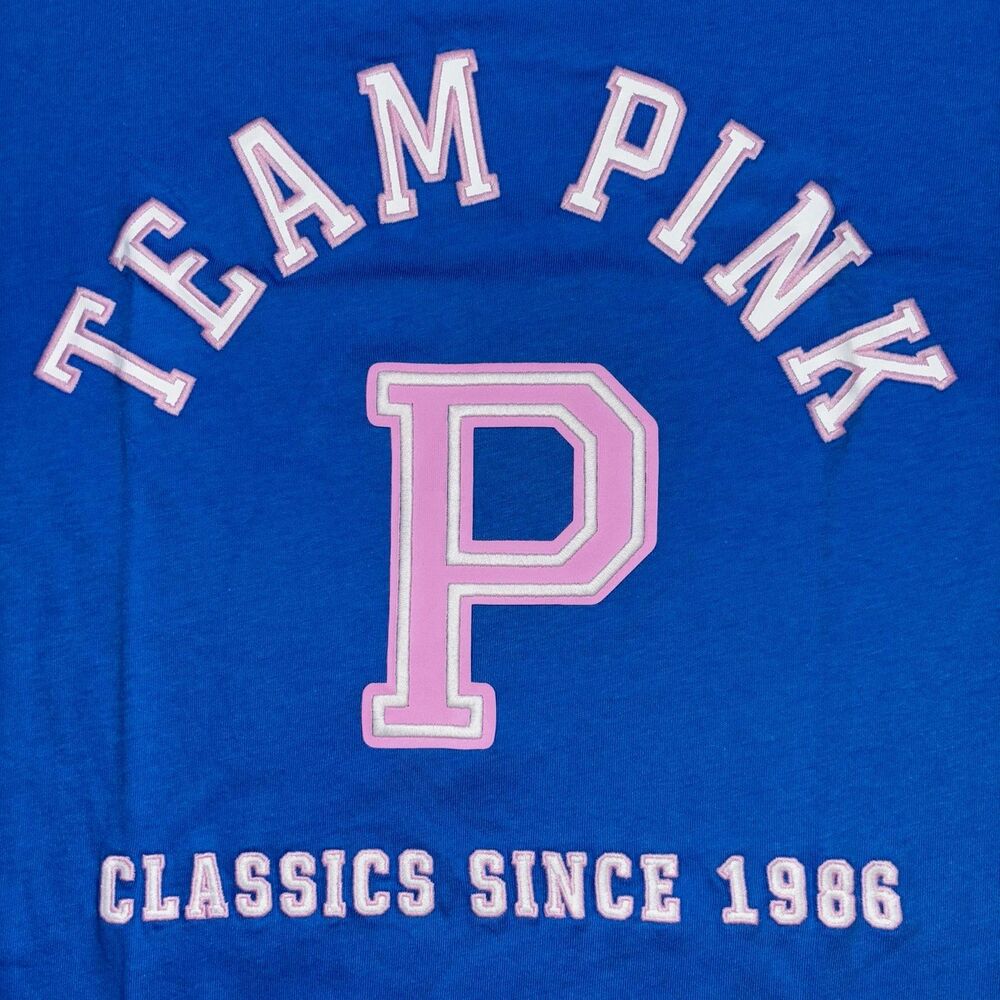 Victoria’s Secret PINK Limited Edition Blue Charge Throwback Campus Tee MD - Picture 3 of 5